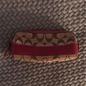Red and Tan Coach Makeup/Toiletry Bag